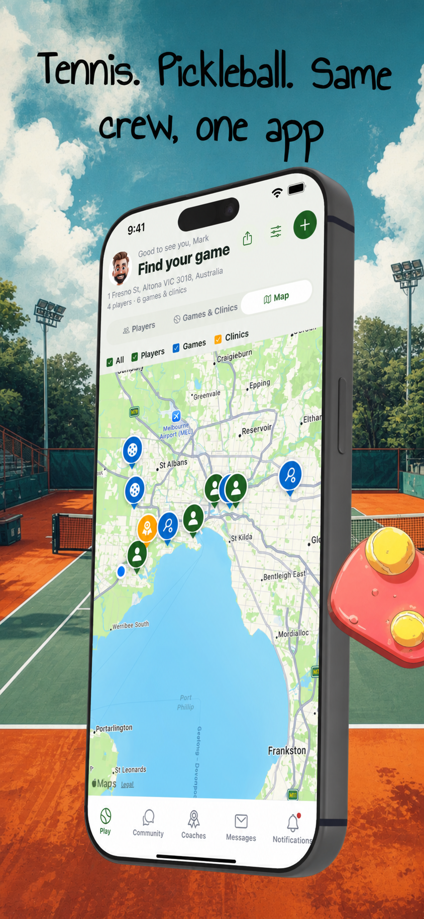 Players and games on the map